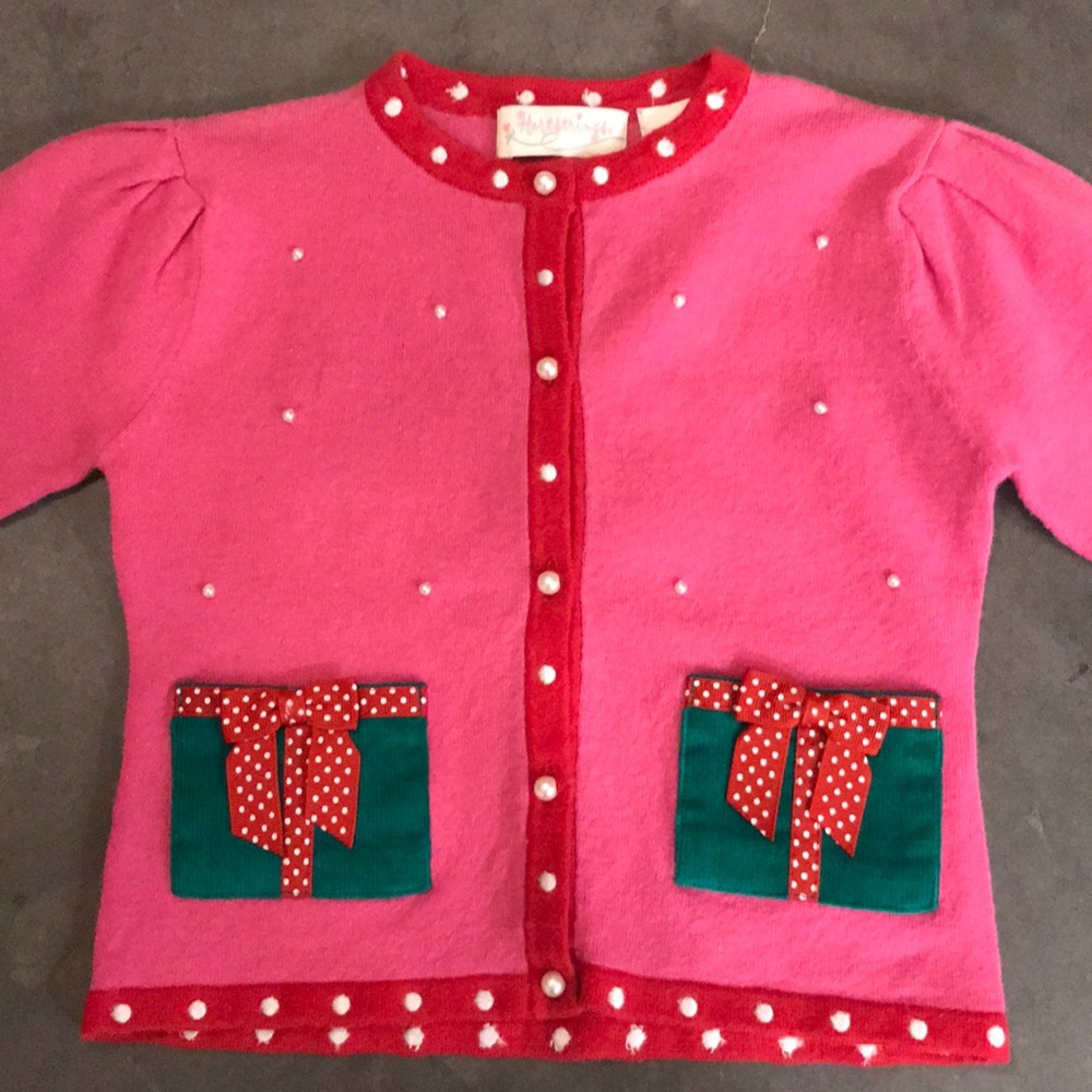 Hartstrings pink Christmas present cardigan